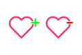 Add hearts and remove lover symbol outline flat icon vector illustration design for love concept