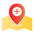 Add location pin flat icon. Gps pin color icons in trendy flat style. Map pointer and plus gradient style design