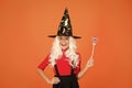 Add magic to your life. witch do magic. small child witch hat. trick or treat. supernatural charmer. kid enchantress