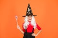 Add magic to your life. witch do magic. small child witch hat. trick or treat. supernatural charmer. kid enchantress