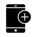 Add mobile glyph flat vector icon Royalty Free Stock Photo