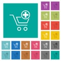 Add new cart item outline square flat multi colored icons Royalty Free Stock Photo