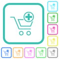 Add new cart item outline vivid colored flat icons Royalty Free Stock Photo