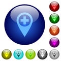 Add new GPS map location color glass buttons Royalty Free Stock Photo