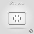 Add new line icon, outline sign, linear style pictogram isolated on white. Square with plus symbol, logo illustration. Edit