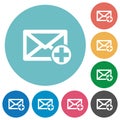 Add new mail flat round icons