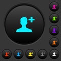 Add new user dark push buttons with color icons Royalty Free Stock Photo