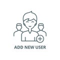 Add new user line icon, vector. Add new user outline sign, concept symbol, flat illustration Royalty Free Stock Photo