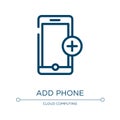 Add phone icon. Linear vector illustration from material devices collection. Outline add phone icon vector. Thin line symbol for