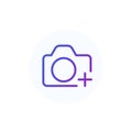 Add photo line icon with camera