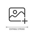 Add picture pixel perfect linear ui icon Royalty Free Stock Photo