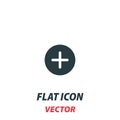 Add Plus icon in a flat style. Vector illustration pictogram on white background. Isolated symbol suitable for mobile concept, web Royalty Free Stock Photo