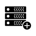 Add server glyph flat vector icon Royalty Free Stock Photo