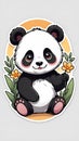 Cute panda cartoon sticker logo artwork illustration ai generated