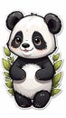 Cute panda cartoon sticker logo artwork illustration ai generated