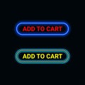 Add to cart button neon blue icon for website, mobile application and template UI material. vector illustration Royalty Free Stock Photo