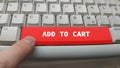 Add to cart on red button of a keyboard Royalty Free Stock Photo