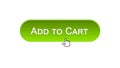 Add to cart web interface button clicked with mouse cursor, green color design Royalty Free Stock Photo