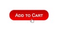Add to cart web interface button clicked with mouse cursor, red color design Royalty Free Stock Photo