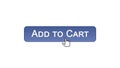 Add to cart web interface button clicked with mouse cursor, violet color design Royalty Free Stock Photo