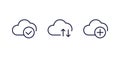 add to cloud, upload line icons on white