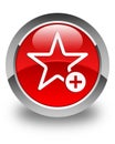 Add to favorite icon glossy red round button Royalty Free Stock Photo