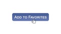 Add to favorites web interface button clicked with mouse cursor, violet color