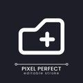 Add to folder pixel perfect white linear ui icon for dark theme Royalty Free Stock Photo