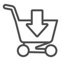 Add to shopping cart line icon. Market trolley vector illustration isolated on white. Cart and arrow outline style Royalty Free Stock Photo
