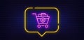 Add to Shopping cart line icon. Online buying. Neon light speech bubble. Vector Royalty Free Stock Photo