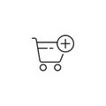 Add to shopping cart line icon on white background