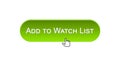 Add to watch list web interface button clicked with mouse cursor, green color