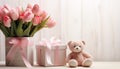 Unbearably Adorable: A Pink Tulip Surprise in a Charming Background