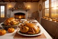 Feast in the Fields, Thanksgiving Farm Stock Photography, AI Generated