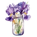 Irises in Bloom: A Beautiful Watercolor Stock Photo for Your Next Project AI Generated