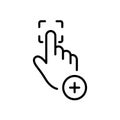 Add Touch ID to the Smartphone Line Icon. Scan Fingerprint Password to Access Linear Pictogram. Scanner Human Finger Royalty Free Stock Photo