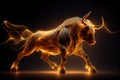 Glowing golden bull pop art