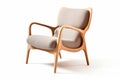 Timeless Elegance: Retro-Inspired Lounge Chair with Curved Plywood Frame on White Background