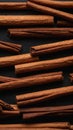 Cinnamon sticks on a black background.