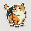 Cute and Playful Cartoon Cat Sticker Royalty Free Stock Photo