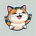 Cute and Playful Cartoon Cat Sticker Royalty Free Stock Photo