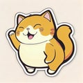 Cute and Playful Cartoon Cat Sticker Royalty Free Stock Photo