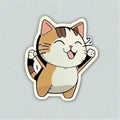 Cute and Playful Cartoon Cat Sticker Royalty Free Stock Photo