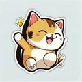 Cute and Playful Cartoon Cat Sticker Royalty Free Stock Photo