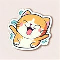 Cute and Playful Cartoon Cat Sticker Royalty Free Stock Photo