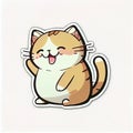Cute and Playful Cartoon Cat Sticker Royalty Free Stock Photo
