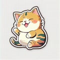 Cute and Playful Cartoon Cat Sticker Royalty Free Stock Photo