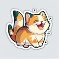 Cute and Playful Cartoon Cat Sticker Royalty Free Stock Photo