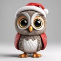 Cute White Owl Sticker, Christmas Owl Clipart, Christmas Owl Decor Isolated on White Background Png illustration