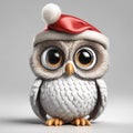 Cute White Owl Sticker, Christmas Owl Clipart, Christmas Owl Decor Isolated on White Background Png illustration